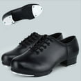 thumbnail image 6 of Wdgfv Kids Boys PU Leather Lace Up Tap Shoe Dance Shoes for Boys and Girls Older Children Dance Shoes Black 11.5-12 Years, 6 of 7