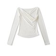 thumbnail image 1 of AP25583-25 Autumn New Korean Style Pure and Desirable Style Ruffled Crossover Off-Shoulder Long Sleeve Casual Base Layer Top/T-Shirt, 1 of 4