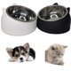 thumbnail image 2 of (2 pieces), Cat food bowls, Dog food bowl, Black, white, 200 ml, Dog & Cat drinking bowl, Stainless steel, With cat head shape, Non-slip cat food bowl, 2 of 5