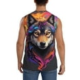 thumbnail image 4 of Fotbe Men's Colorful Wolf Head Print Men's Sleeveless Muscle Tank Tops Casual T-Shirts for Gym Workout Beach-Small, 4 of 8
