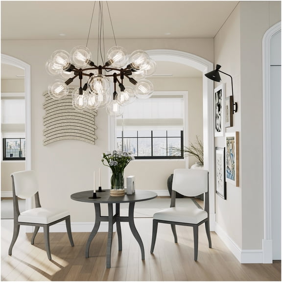 Traditional Solid Wood Round Dining Table Set with 2 Chairs, Oak Gray Kitchen Table with Inlaid Tabletop for Dining Room