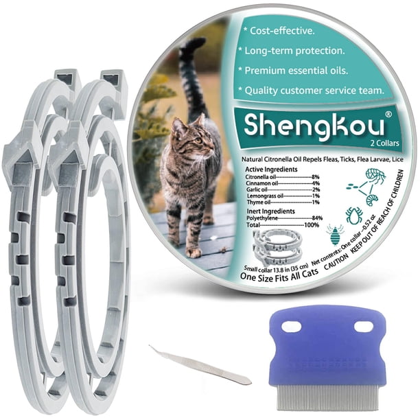 Collar ShengKou contra pulgas y garrapatas para gatos, 12 meses de protección