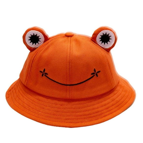 Adult youth Bucket Hat Cute Frog Anti Sun Wide Brim Foldable Fisherman Cap for Outdoor
