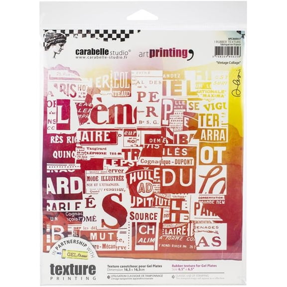 Carabelle Studio Art Printing Square Rubber Texture Plate-Vintage Collage