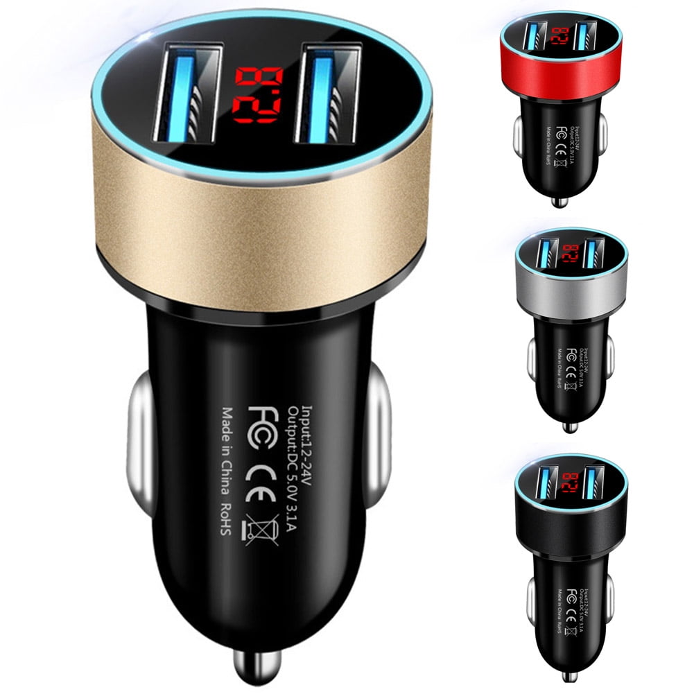 Cheers.US 3.1A Dual USB Car Charger With LED Display Universal Mobile