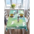 thumbnail image 3 of Easter Rabbit Silhouette Rectangle Tablecloth, Spring Bunny Blue Green Ombre Waterproof & StainResistant Tablecloth, Washable Oil-proof Table Cover for Dining/Party/Wedding/Camping/Buffet 60x84 In, 3 of 9
