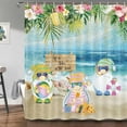 thumbnail image 4 of Cute Summer Gnomes Shower Curtain, Funny Beach Ocean Wooded Print Seaside Holiday Home Bathroom Curtain, Tropical Green Leaves and Flowers Decor Shower Curtains with Hooks 72x72Inch, 4 of 6