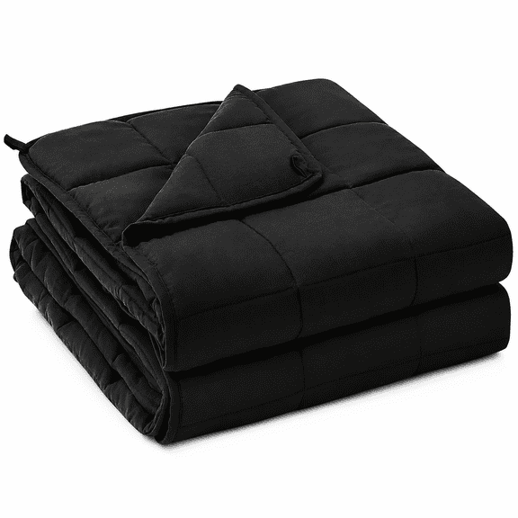 Weighted Blanket For Adults (10 Lbs 48" X 72" Black) Heavy Sleeping 90-110 Size Breathable With Glbeadhine Washable