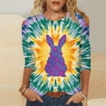 thumbnail image 2 of Camisetas de Pascua para las Mujeres Impresión de la Moda Suelta Casual Cuello Redondo Tres Cuartos de Manga Suéter, 2 of 5