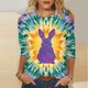 thumbnail image 2 of Camisetas de Pascua para las Mujeres Impresión de la Moda Suelta Casual Cuello Redondo Tres Cuartos de Manga Suéter, 2 of 5