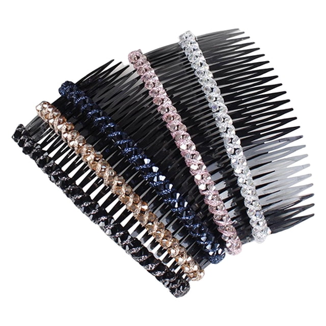 5 piezas de peine de pinza de pelo de de imitación, accesorios con 24 dientes de cristal decorativo para el pelo, horquillas para el pelo, Zulema Peines de pinzas para el cabello