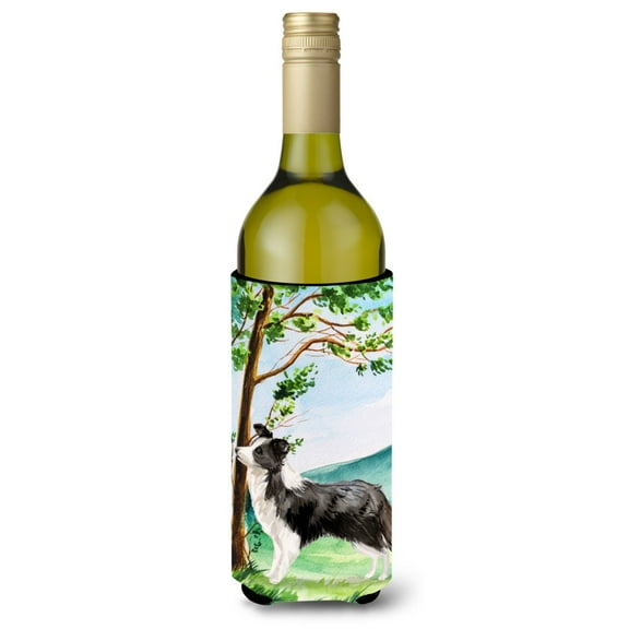 Carolines Treasures CK2025LITERK Under the Tree Border Collie Wine Bottle Beverage Insulator Hugger  Wine Bottle