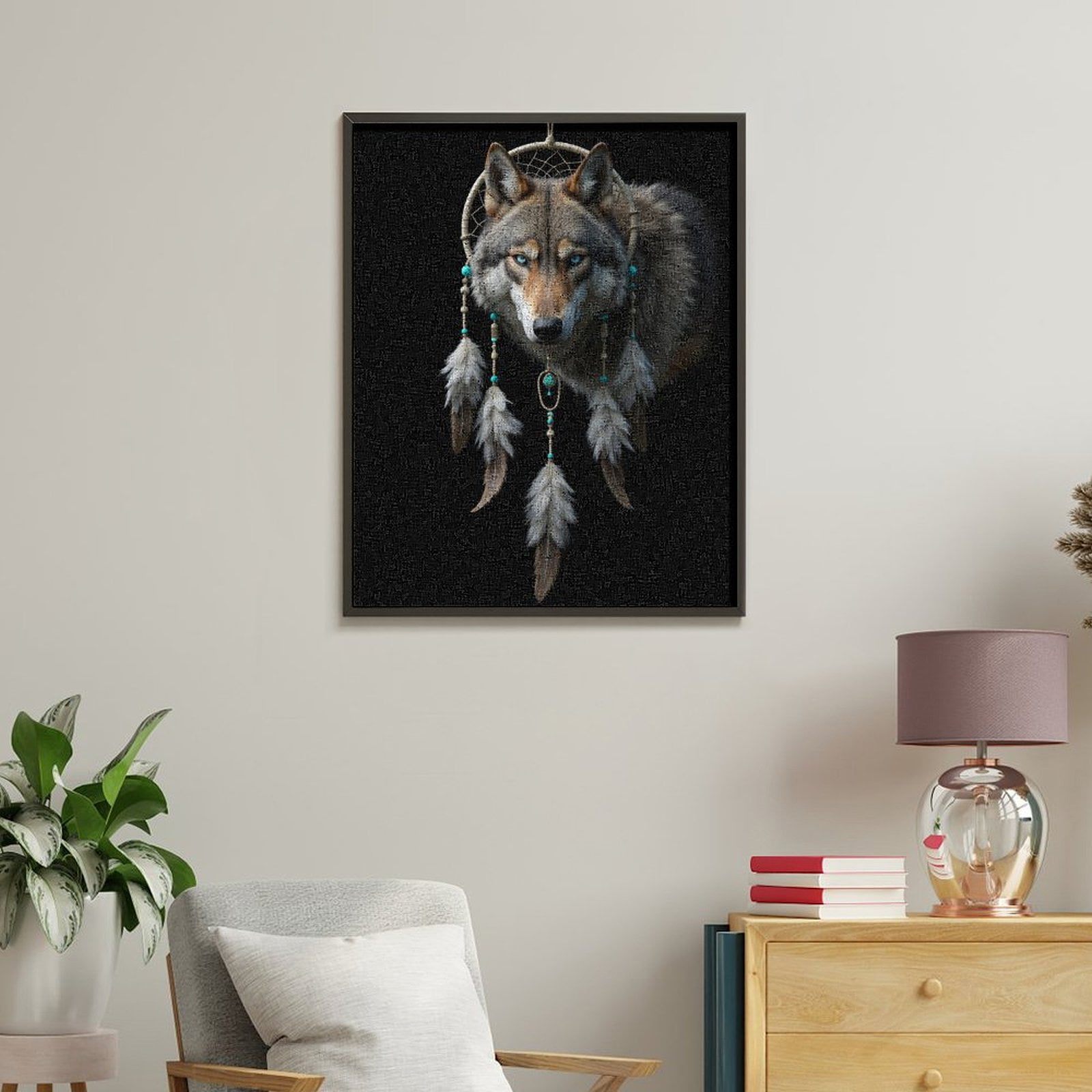 Paint By Numbers Kit for Adults Beginner - Dreamcatcher Wolf Feathers Art DIY Canvas Painting Kits for Adults, Frameless Paint By Number for Adults for Home Wall Decor 16x20 Inch