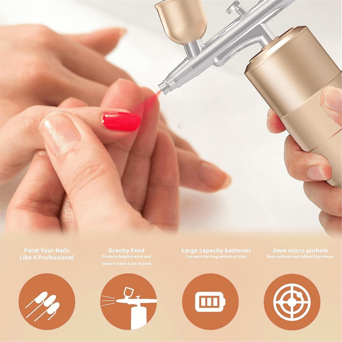 Airbrush Kit with Compressor High Pressure AirBrush Set with 0.3mm Nozzle Airbrush for Nails, Makeup,Gold