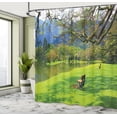 thumbnail image 5 of Ambesonne Nature Shower Curtain, Panoramic Public Wiev, 69"Wx75"L, Lime Green Violet Blue, 5 of 5