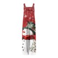thumbnail image 6 of Women's Christmas Print Wide-Leg Strapless Tank Jumpsuit, Casual Style with Pockets, Watermelon Red, Size S, 6 of 6