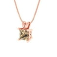 thumbnail image 2 of 3 cctw Yellow Moissanite Rose Gold Plated Pendant with 16" Box Chain (8.0mm, Princess Cut), 2 of 6