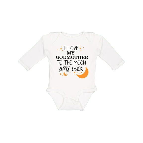 Inktastic I Love My Godmother to the Moon and Back Boys or Girls Long Sleeve Baby Bodysuit