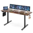 thumbnail image 2 of 63" Electric Standing Desk with 3 Memory Heights and 2 Hanging Hooks, Adjustable Height Sit Stand Home Office Desk,Rustic Brown, 2 of 8