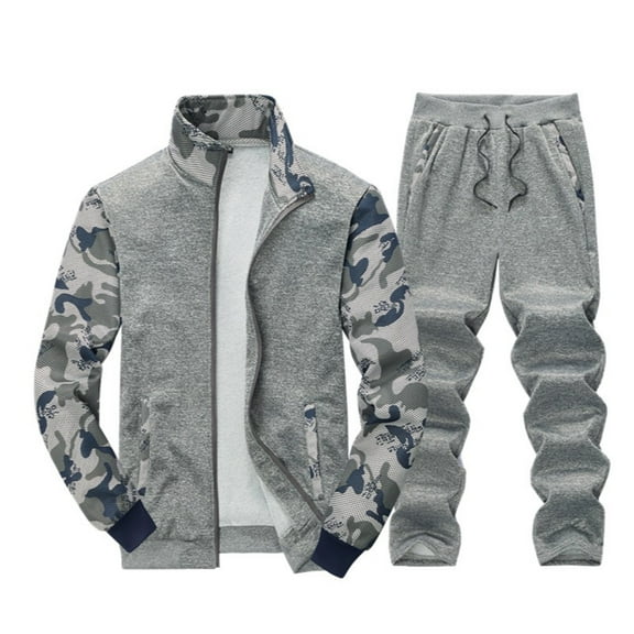 Men's Turtleneck Sports Camouflage Jacket Casual Comfort Long Sleeve Pants Set