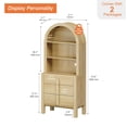 thumbnail image 5 of 71" Tall Arched Kitchen Pantry Cabinet, Wood Bookcase Display Cabinet With Drawers And Open Arched Shelves, Mid-Century Modern Versatile Cupboard For Dining Room, Bedroom, 5 of 6
