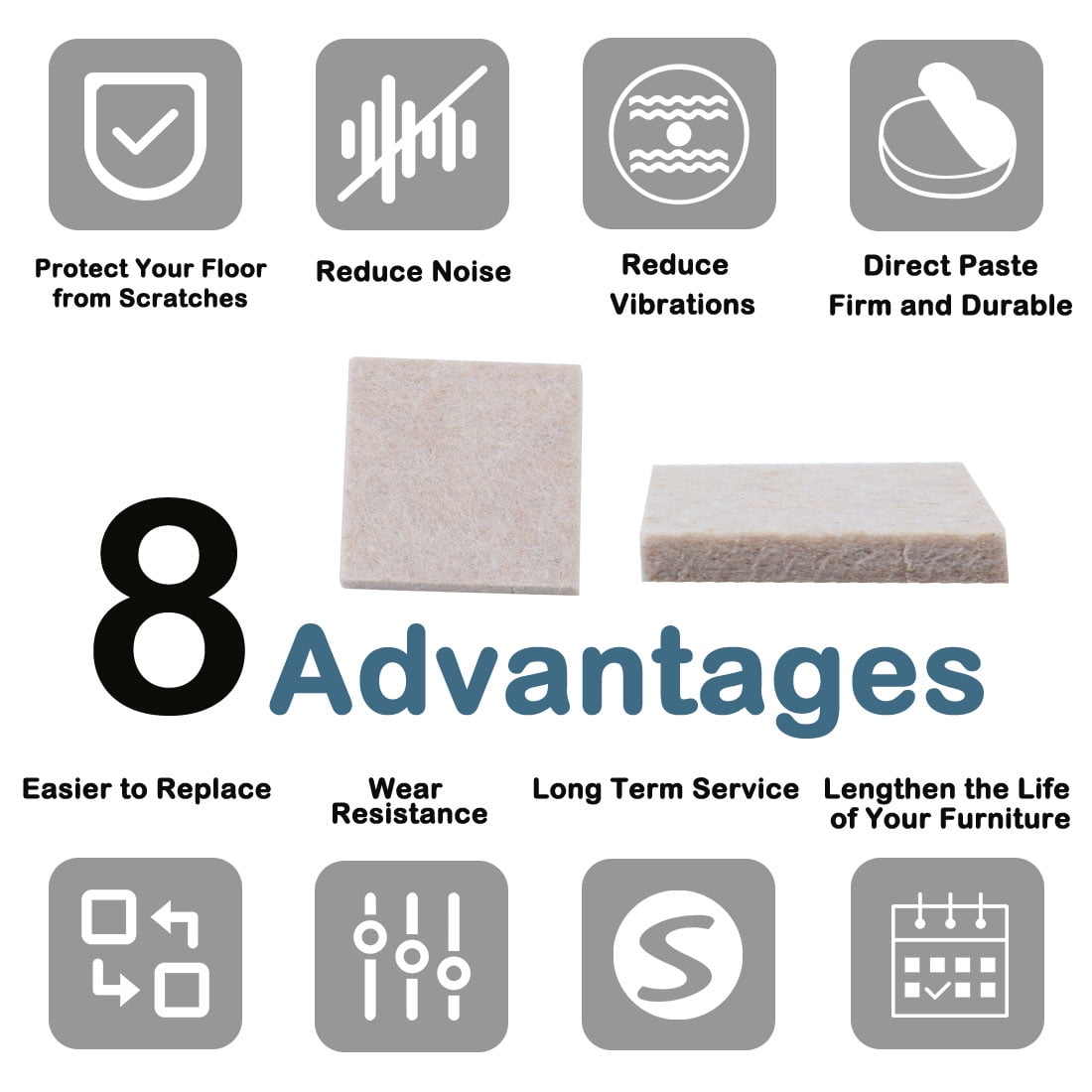 Unique Bargains 70pcs Self-stick Non-slip Anti-scratch Felt Pads for Floors Protector