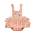 thumbnail image 1 of Baby Summer Ruffle Romper  Sleeveless Elastic Waist Rainbow Embroidery Strap Bodysuit, 1 of 6