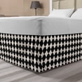 thumbnail image 1 of Geometric Rhombus Bed Skirt, Moroccan Symmetry Inspired Tile Like Motif Repetition, Elastic Bedskirt Dust Ruffle Wrap Around for Bedding Decor, 4 Sizes, Charcoal Grey Champagne, by Ambesonne, 1 of 2