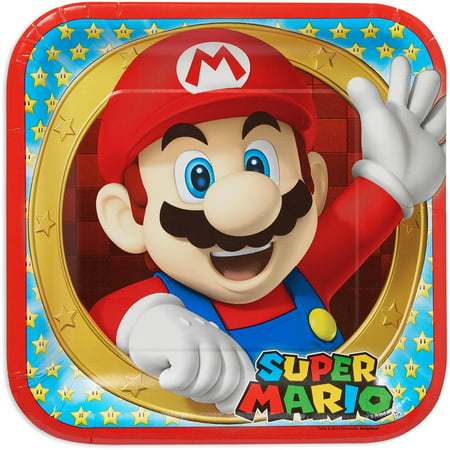 9 Super Mario  Party  Paper Square Plate 8ct Walmart  com