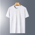 thumbnail image 4 of JIAYUE Men's T Shirt Summer Ice Silk Mesh Solid Color Short Sleeve Loose Fit Crew Neck Sports Tops Breathable Activewear For Seniors For Male, 4 of 4