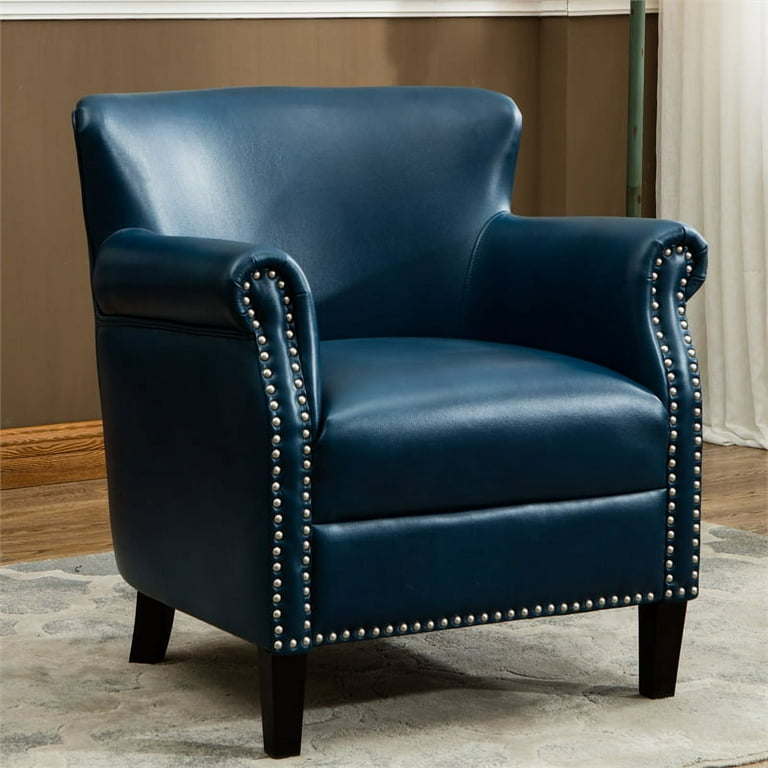 Blue leather club chair new arrivals