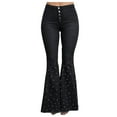 thumbnail image 2 of IDALL Jeans for Women Flare Leggings Button Pants High Jeans Waist Women's Tassel Trousers Bell-bottom Pants Women's Jeans Ripped Jeans Lounge Pants Women Gray XL, 2 of 7