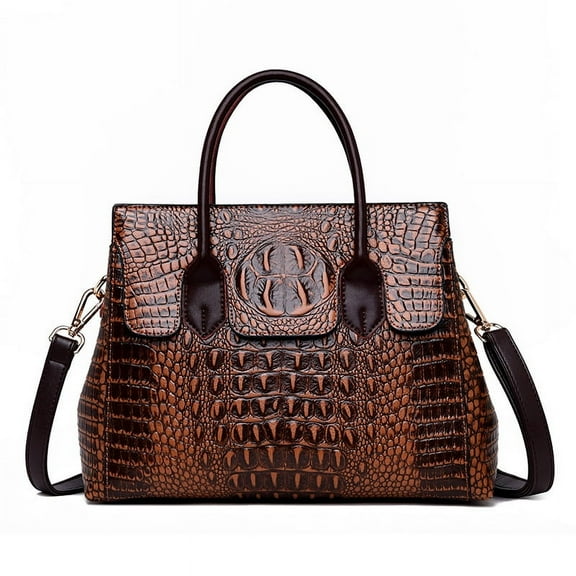 Women's Crossbody Bags – Fashion Genuine Leather Crocodile Print Purse with Adjustable Strap