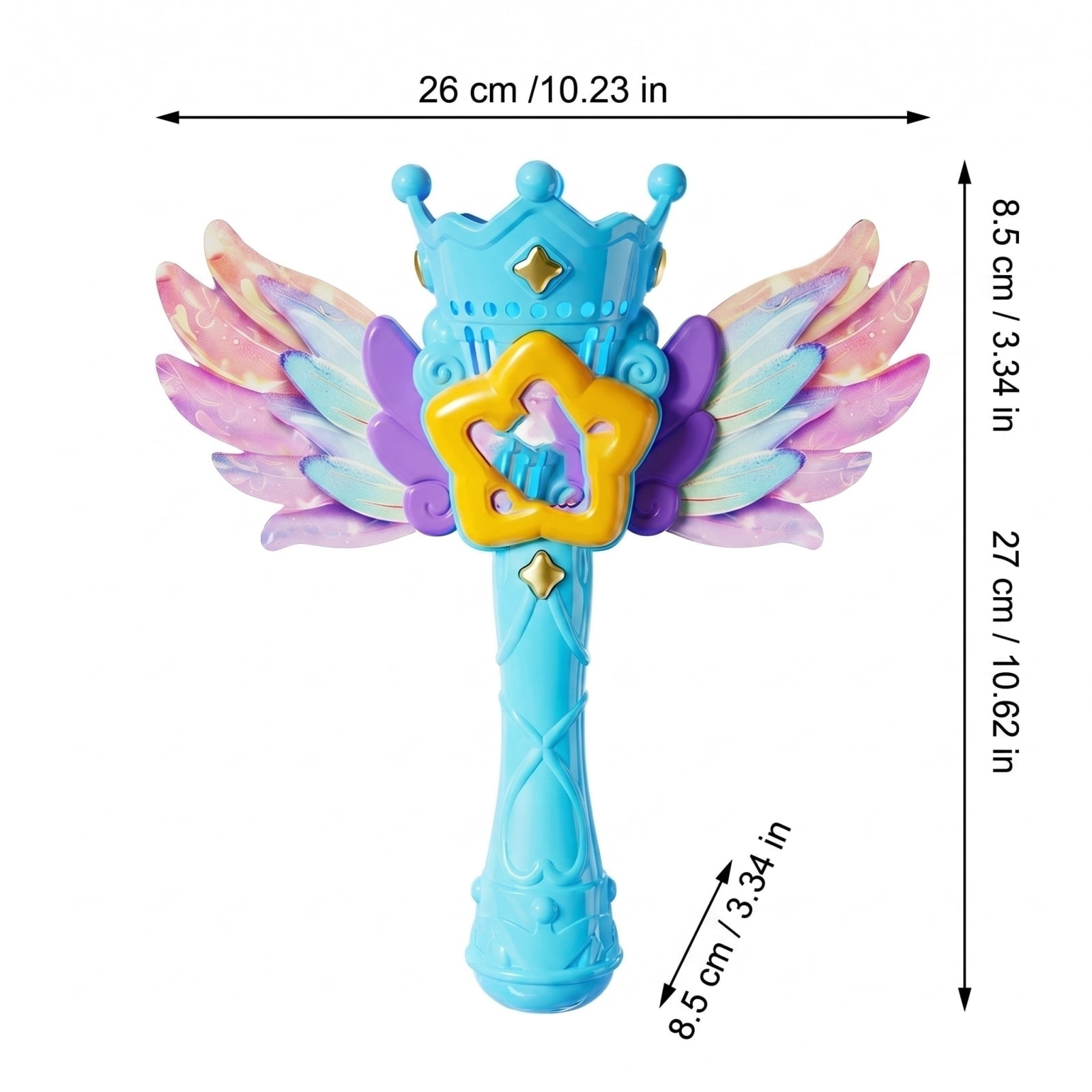 Magic Wings Bubble Wand with Music and Lights, Automatic Bubble Blower Machine, Battery Operated Fairy Princess Bubble Maker for Outdoor Summer Fun