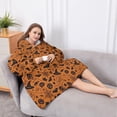 thumbnail image 5 of Oversized Wearable Blanket Hoodie,Halloween Spooky Icons Pattern Sherpa Blanket Hoodie with Super Pockets,Super Warm Fuzzy Pullover for Women & Men, 5 of 6