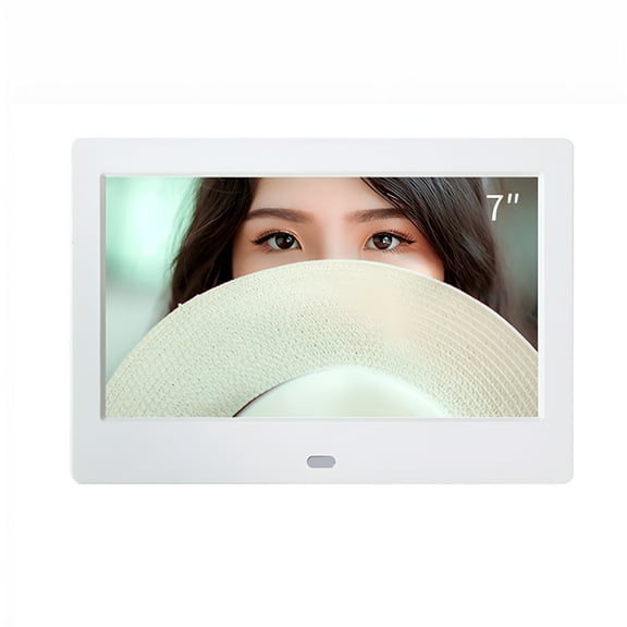 GJX 7-inch HD Digital Photo Frame Electronic Photo Album Calendar Clock Pictures Video Music Loop Playback Support Connected To The Computer, Headphones, Speakers White