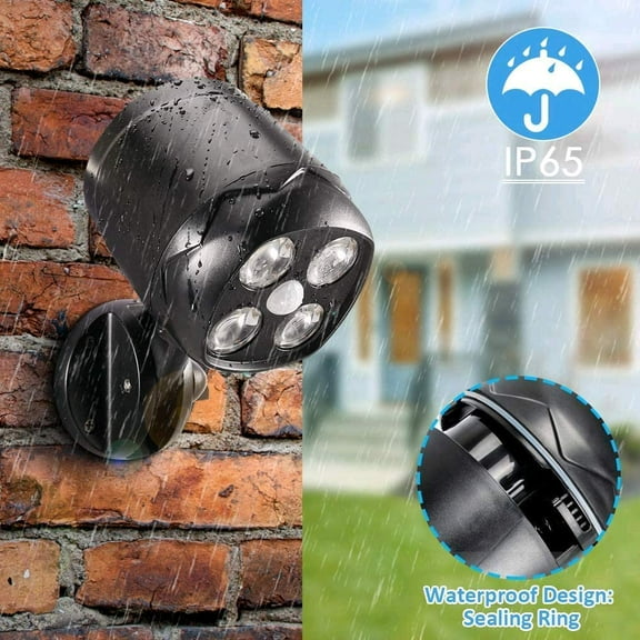 SHANNA Motion Sensor Spotlight Outdoor, Wireless Battery Powered Wall Step Light 8W 600 Lumen 4 LED Security Night Lights for Patio Garden Flood Garage Pathway Door