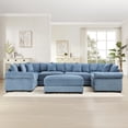 thumbnail image 2 of FFH 137.7" Oversized Modular Sectional Sofa, Convertible Living Room Furniture Sets Sectional with Ottoman, U Shaped Cloud Couch, Blue, 2 of 16