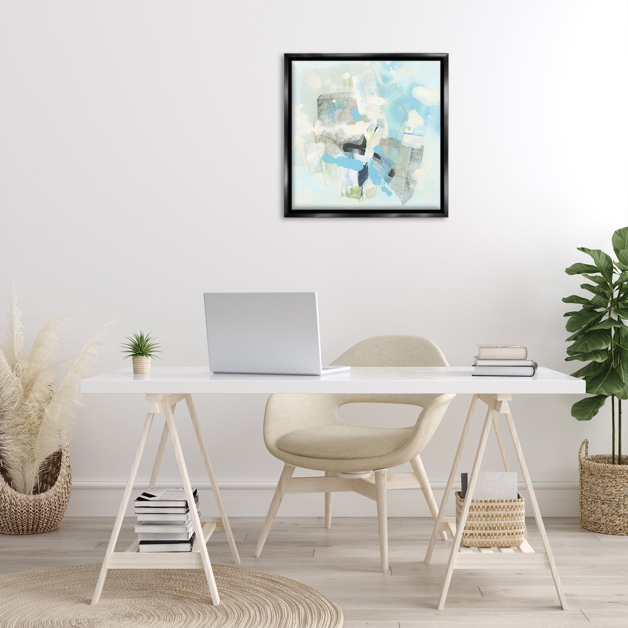 Stupell Industries Modern Paint Splash Abstract Abstract Painting Black Floater Framed Canvas Art Print Wall Art, 25 x 25