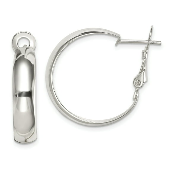 Primal Silver Sterling Silver Omega Back Hoop Earrings