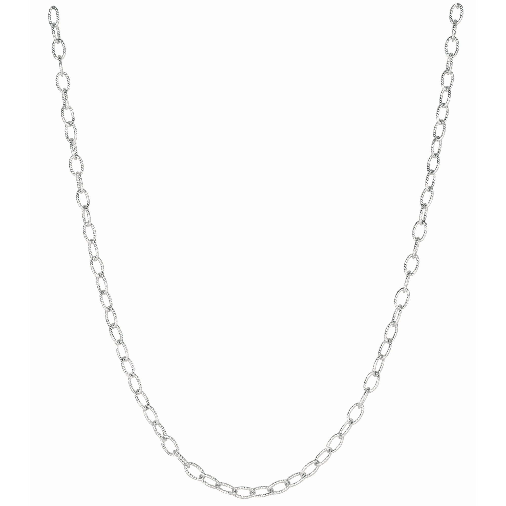 Rhodium Sterling Silver Necklace 3.5 mm Flat Oval Cable Link 16"-36" 