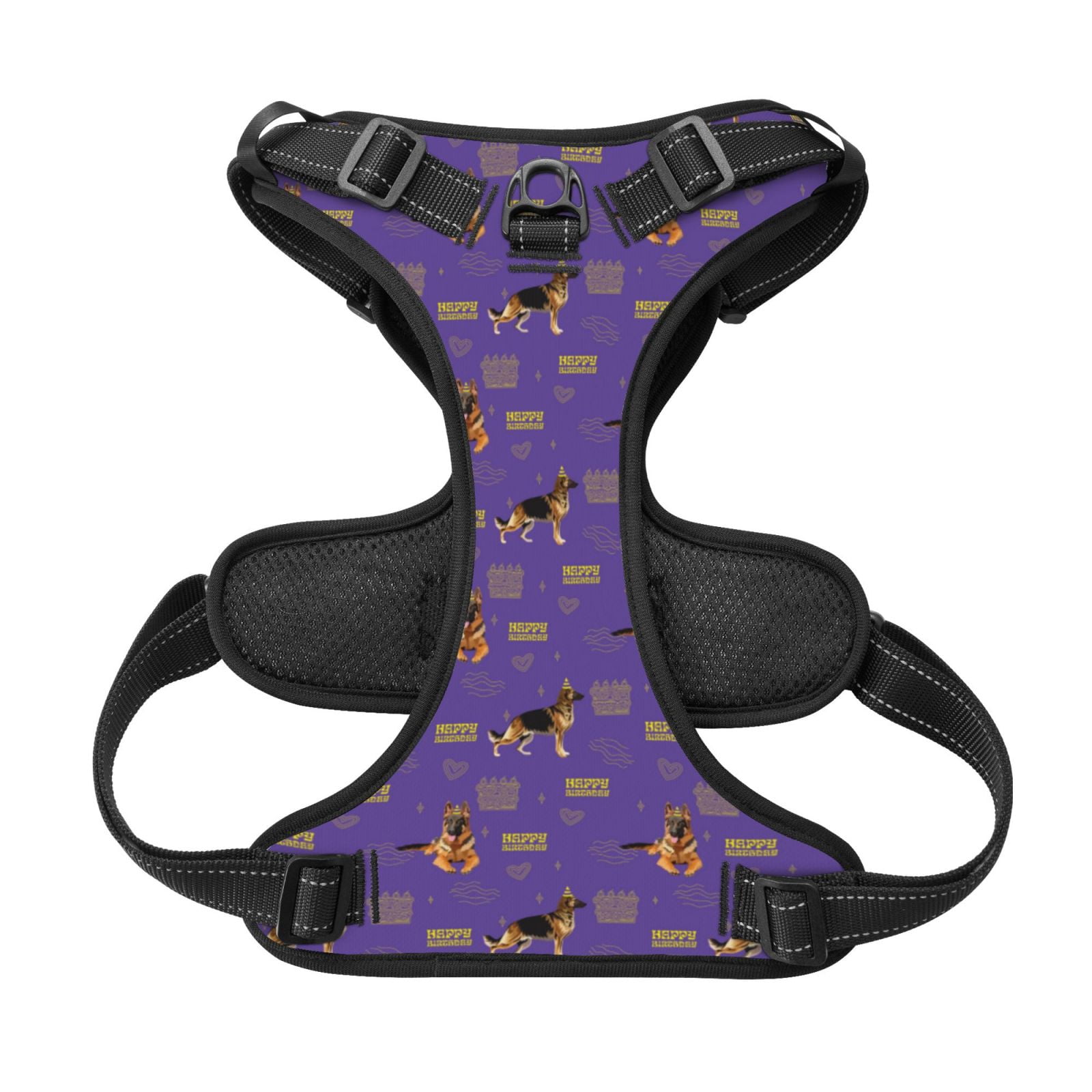 Kdxio German Shepherd Dog Print No Pull Dog Harness Adjustable Reflective Oxford Easy Control Medium Large Dog Harness for Training and Everyday-Large