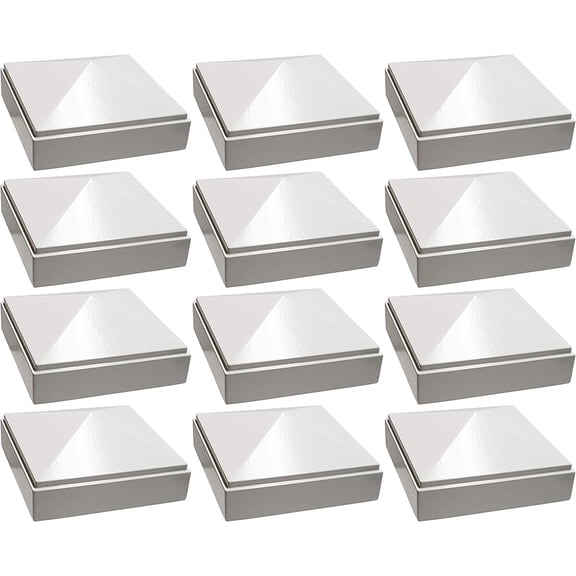3" x 3" Aluminium Pyramid Post Cap for Metal Posts - Pressure Fit - White (12 Pack)