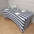 thumbnail image 5 of Efavormart 6ft Black/White Striped Spandex Stretch Fitted Rectangular Tablecloth With Foot Pockets - 160GSM Premium Spandex, 5 of 9