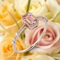 thumbnail image 3 of 1.25 Carat Emerald Cut Morganite And Diamond Moissanite Thin Engagement Ring, Slim Wedding Ring in 925 Sterling Silver With 18k Rose Gold Plating Holiday Gift, Promise Ring, Anniversary Ring, 3 of 3