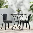 thumbnail image 2 of KOSSMAI Home Outdoor Patio 3-Piece Dining Set, One Round Dining Table and Two Dining Chairs for Garden, Black, 2 of 5