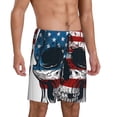 thumbnail image 2 of Balery American Flag Skull Pantalones cortos de pijama de punto de algodón para hombre con cinturilla y bolsillos-Medium, 2 of 6