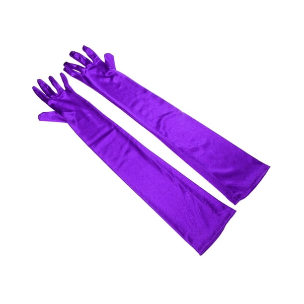 Sonducket 1 par de guantes de tela reutilizables de repuesto transpirables de Color sólido lavables de manga larga Cosplay guantes de boda para niñas Disfraces de disfraces Violeta Sonducket AP013260-05