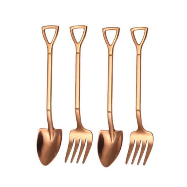 Cucharas de pala gruesa de acero inoxidable, de 4 piezas Juego de cubiertos, creativo, Mini té, café, helado, postre Fivean unisex