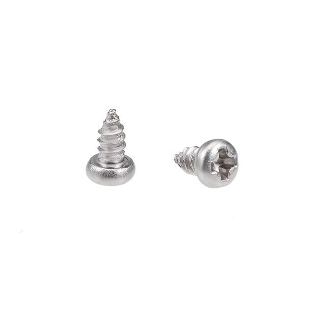 Tornillos autorroscantes de cabeza plana Uxcell 0.08''x 0.16'' fijaciones de tornillos pernos de acero inoxidable 316 tono plateado 50 Pcs